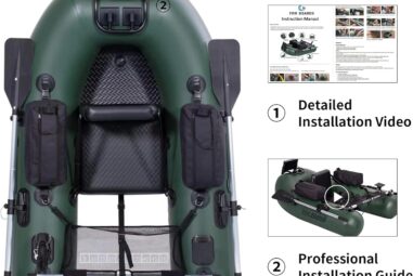 FRM BOARDS Inflatable Fishing Boat Belly Boat Fishing Float Tube with Storage Pockets Review