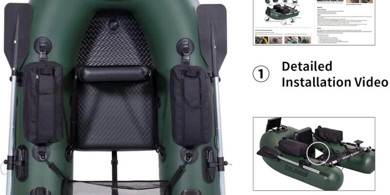 FRM BOARDS Inflatable Fishing Boat Belly Boat Fishing Float Tube with Storage Pockets Review