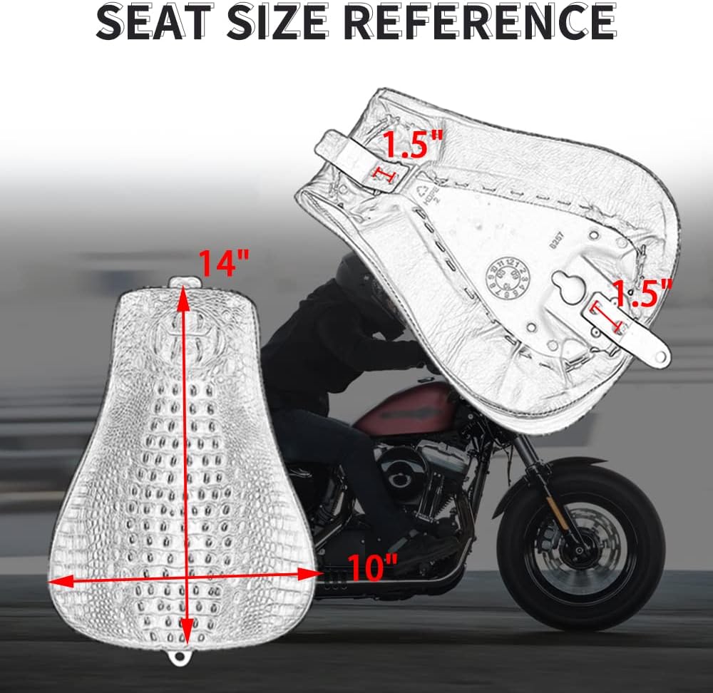 DREAMIZER Motorcycle Front Driver Solo Seat+Rear Passenger Pillion Pad for Harley Sportster 48 72 Iron 883 XL883 Forty Eight XL1200 Seventy Two 1200, Crocodile Style Brown - DREAMIZER Motorcycle Front Driver Solo Seat Review