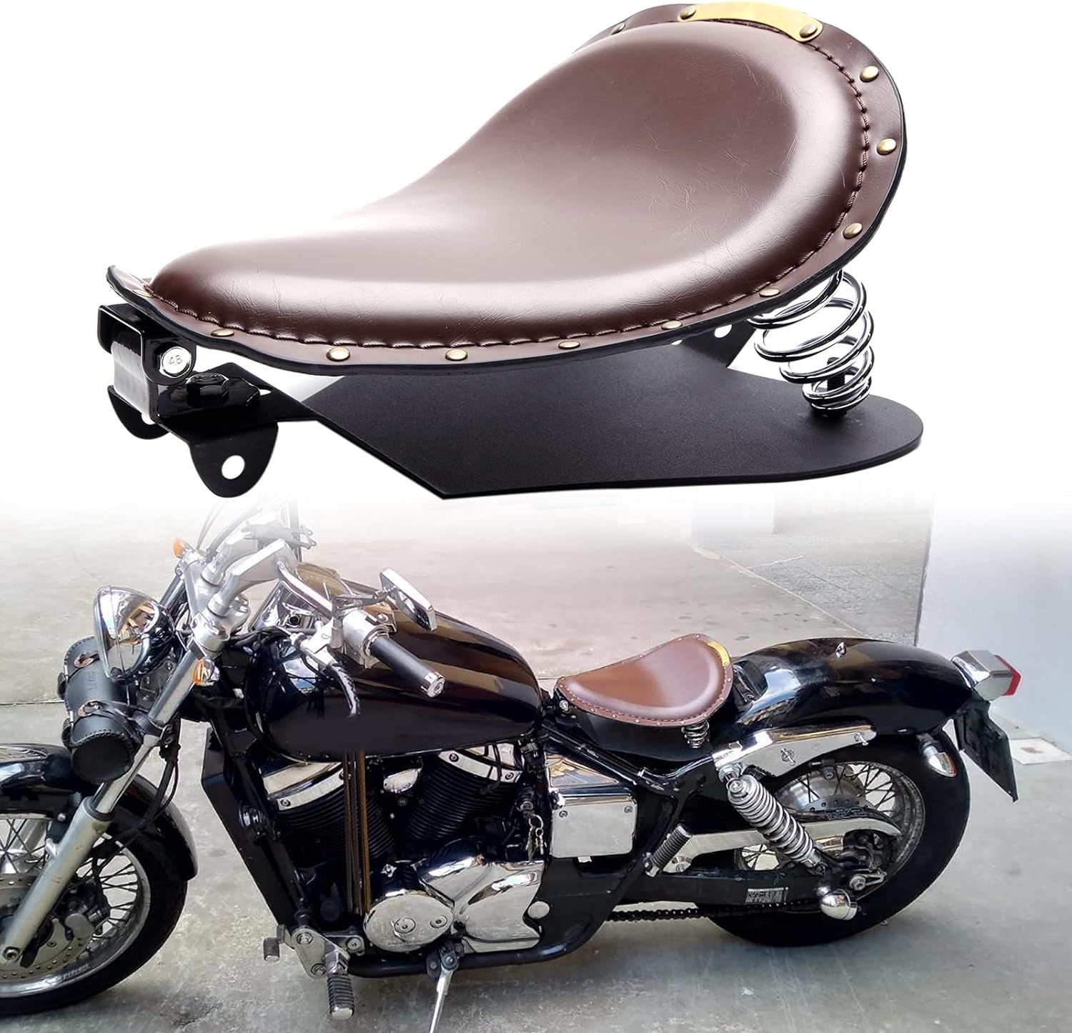 Rich Choices Black Crocodile Leather Solo Seat with Spring Bracket Kit for Harley Davidson Sportster XL 1200 883 48 Chopper Bobber Seats Custom - Rich Choices Crocodile Leather Seat Review