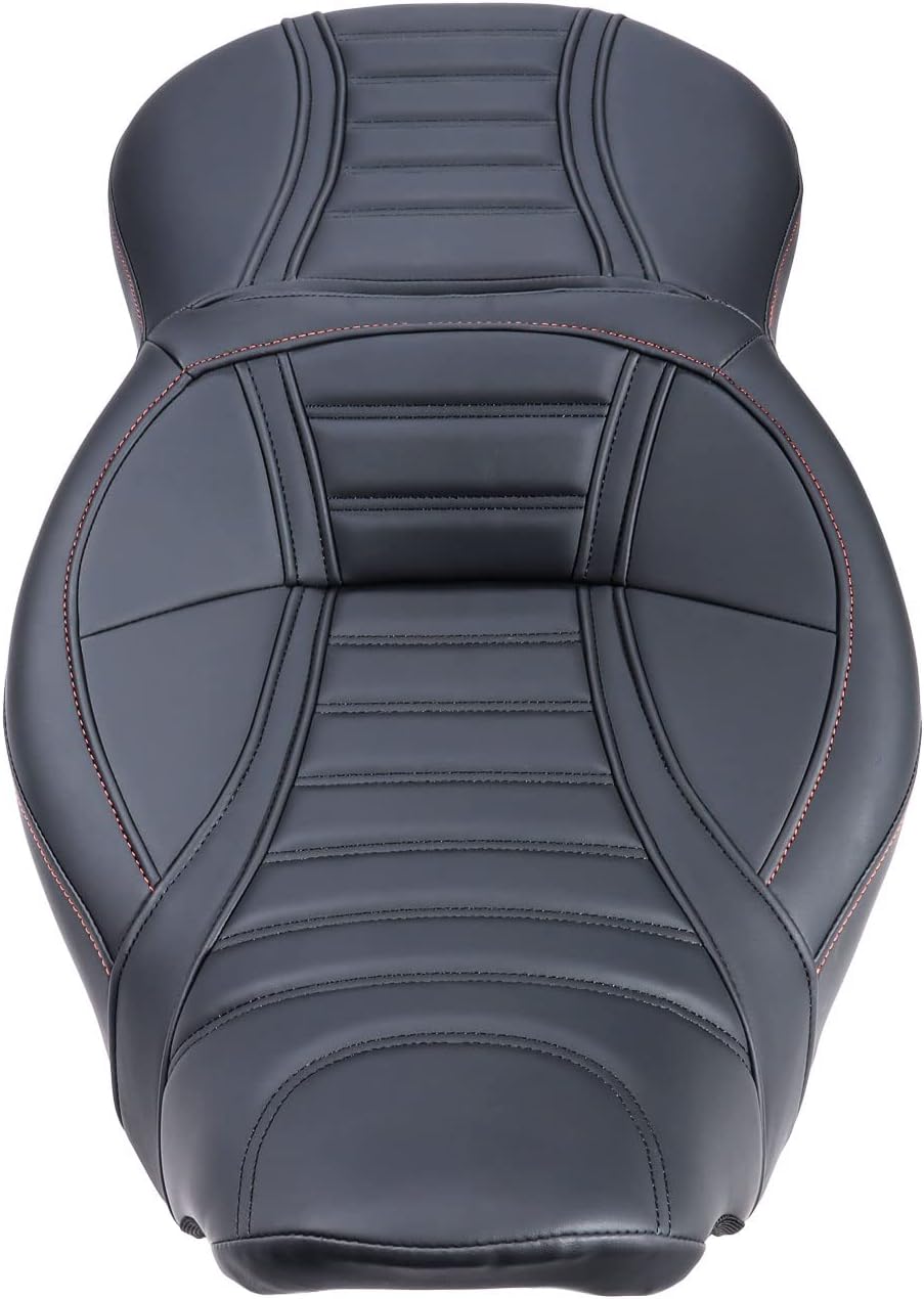 Motorcycle Rider Passenger Seat One-Piece Seat Compatible with 2009-2022 Harley Touring Road King Ultra CVO Street Glide Road Glide Electra Glide (Black Stiching Seat A1) - Motorcycle Rider Passenger Seat Review