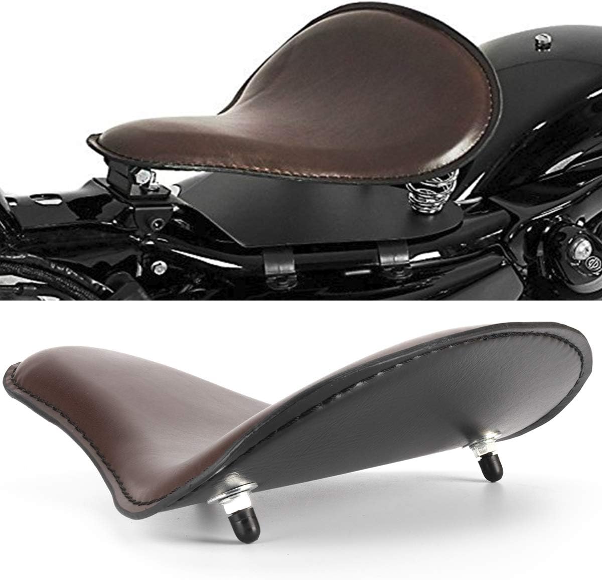 LKV 13.38 Motorcycle Solo Driver Seat Leather Cushion with Seatbase Spring Bracket Kits Replacement for Harley Davidson Sportster XL 1200 883 48 Chopper Bobber Seats Custom - LKV 13.38" Motorcycle Solo Driver Seat Leather Cushion Review