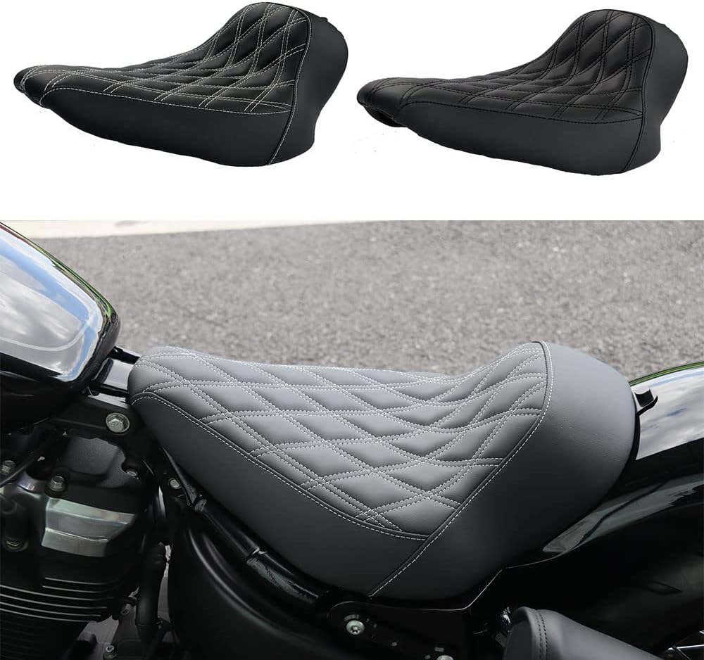 Hoprousa Motorcycle Low-Profile Driver Diamond Leather Solo Seat Cushion Fits 180/200mm Tire Short Rear Fender for Harley Davidson 2018-2023 Street Bob Fatbob Low Rider (Black Diamond) - Hoprousa Motorcycle Seat Cushion Review