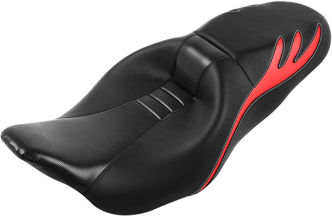 Driver+Passenger Seat fits for Harley Davidson Touring and Tri Glide models 2009-later, for Road King Street Glide Road Glide Electra Glide models,Black red - Touring And Tri Glide Seat Review