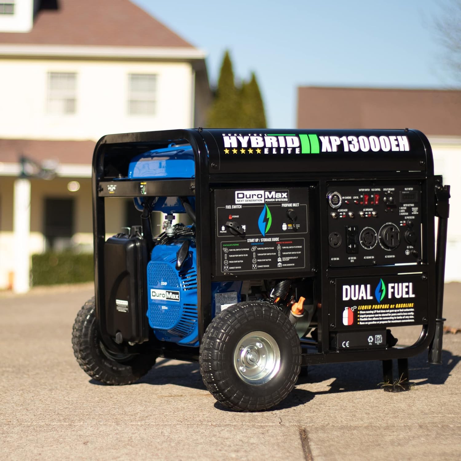 DuroMax XP13000EH Dual Fuel Portable Generator 13000 Watt Gas or Propane Powered Electric Start-Home Back Up, Blue/Gray - DuroMax XP13000EH Dual Fuel Portable Generator Review