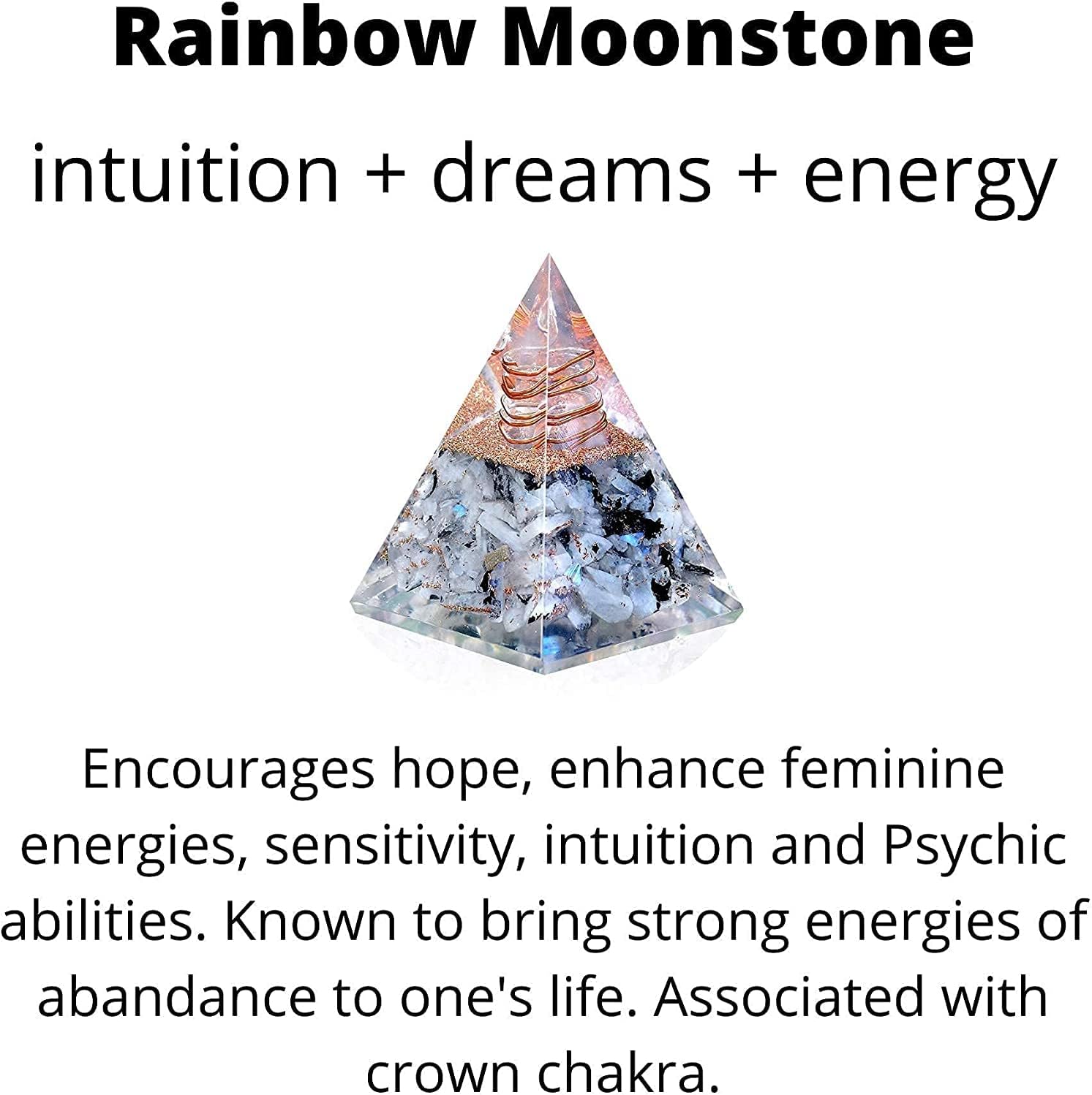 Ever Vibes New Inspirational Orgonite Pyramid for Positivity | Rainbow Moonstone Orgone Pyramid for Strength – Meditation - Yoga - Reiki - Healing Crystal Gemstone Pyramid - Ever Vibes Orgonite Pyramid Review