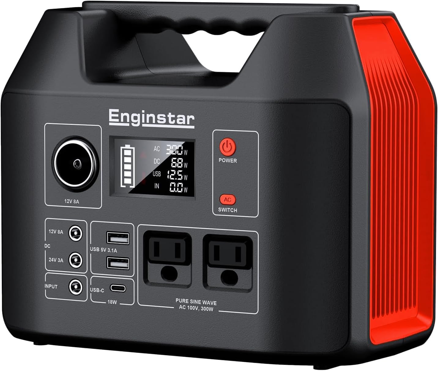 EnginStar Solar Generator, 300W Portable Power Station, 296Wh Lithium Battery Backup w/Two 110V Pure Sine Wave AC Outlet for Camping Road Trip RV, 80000mAh Sufficient Power Supply - EnginStar Solar Generator Review