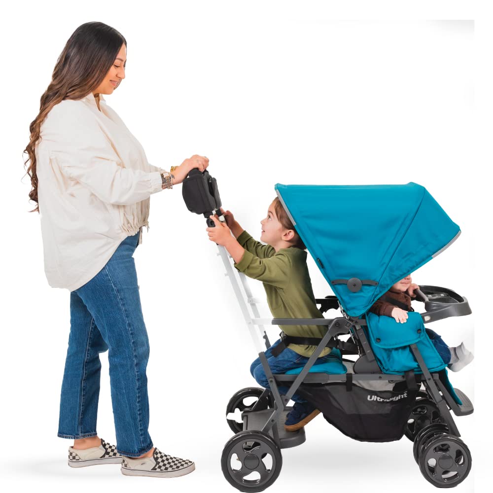 Joovy Caboose Ultralight Sit and Stand Double Stroller with Rear Bench and Standing Platform, 3-Way Reclining Seats, Optional Rear Seat, and Universal Car Seat Adapter (Turq) - Joovy Caboose Ultralight Stroller Review