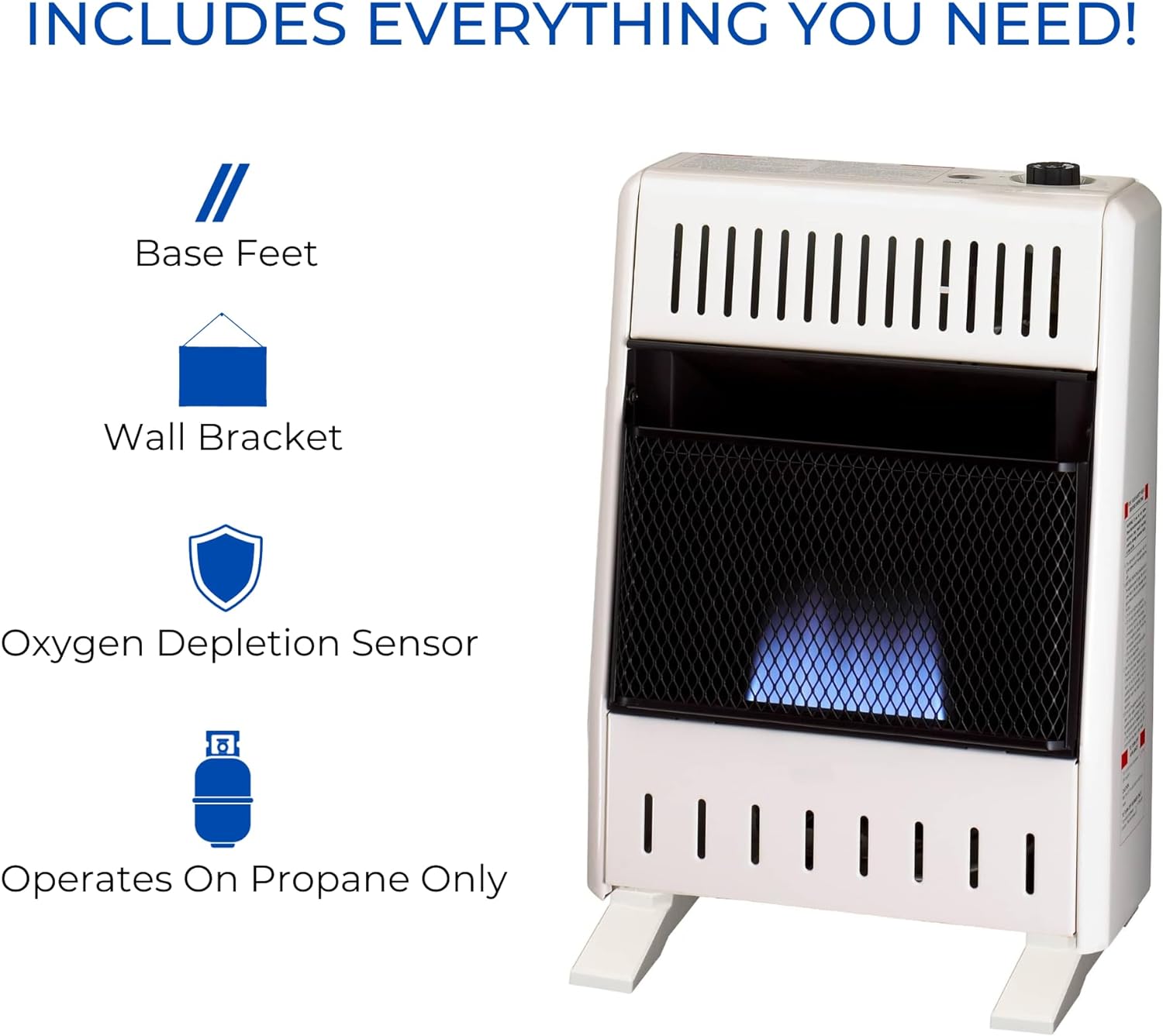 ProCom ML100TBA-B Ventless Propane Gas Blue Flame Space Heater with Thermostat Control for Home and Office Use, 10000 BTU, Heats Up to 500 Sq. Ft., Includes Wall Mount and Base Feet, White - ProCom ML100TBA-B Ventless Propane Gas Blue Flame Space Heater Review