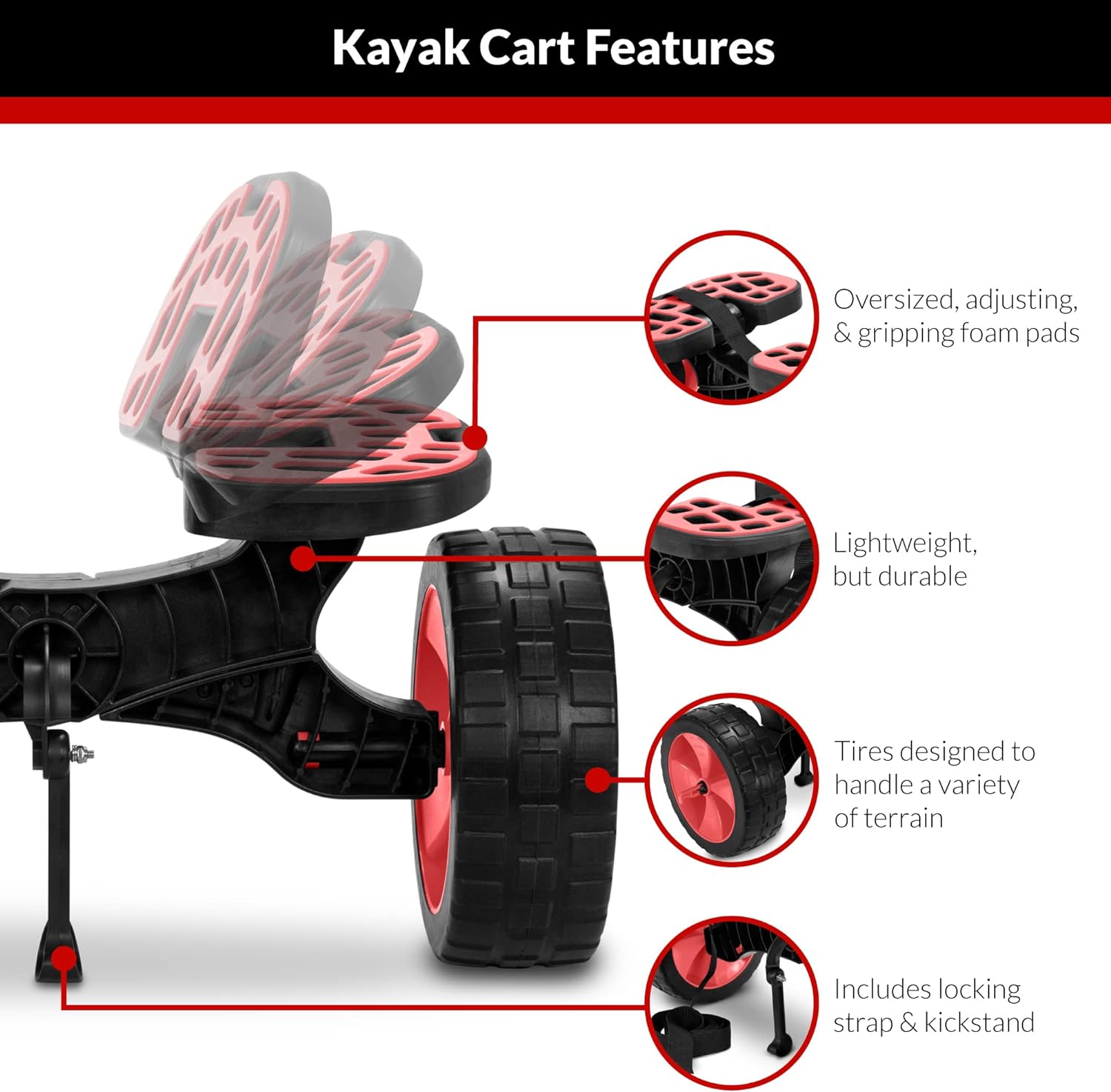 Velocity Kayak Cart Pro – Easy Wheeled Transport for Kayaks, Canoes, Paddleboards, and Surfboards – Adjustable Locking Strap and Kickstand Included - Velocity Kayak Cart Pro Review