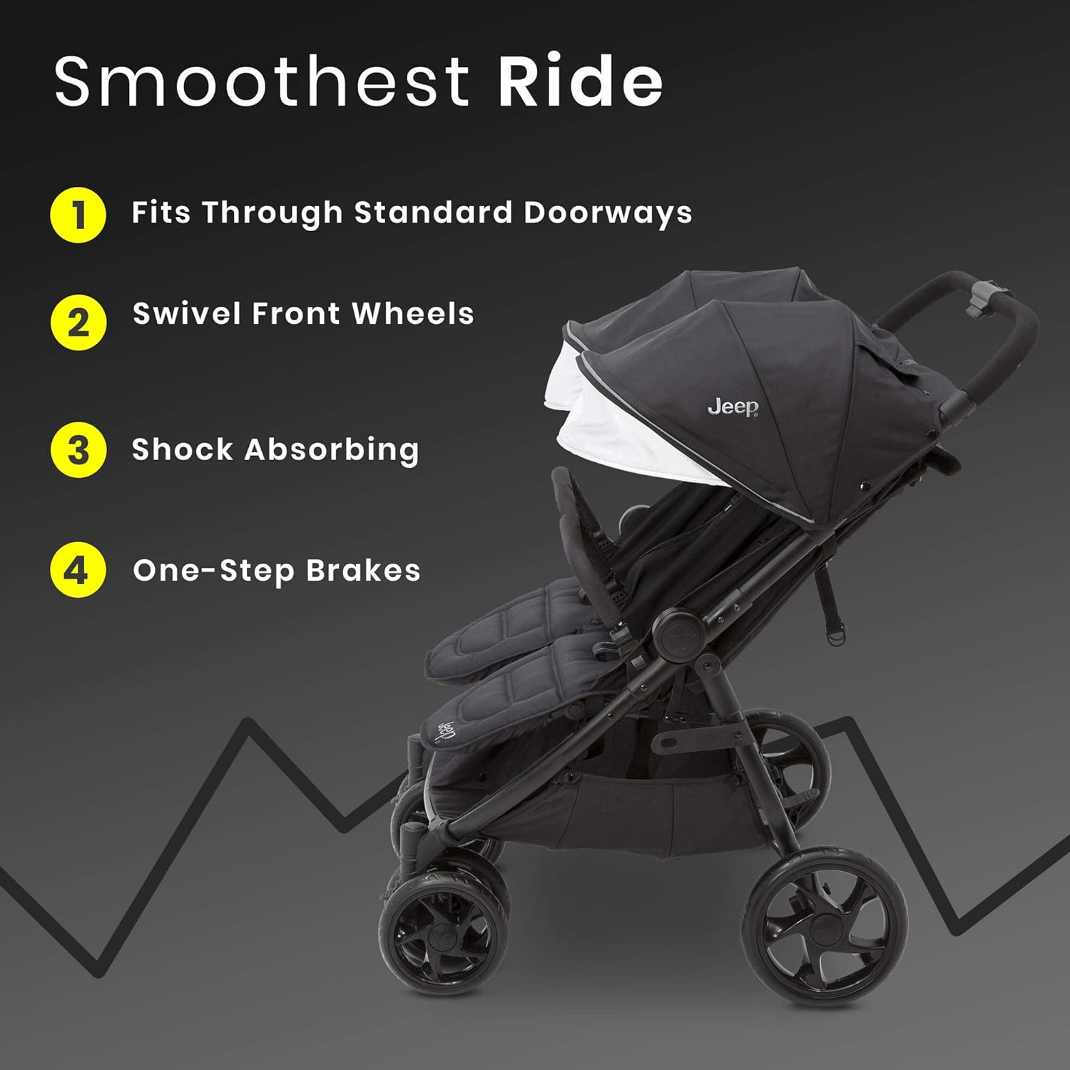 Jeep Destination Ultralight Side x Side Double Stroller, Midnight - Jeep Destination Ultralight Double Stroller Review
