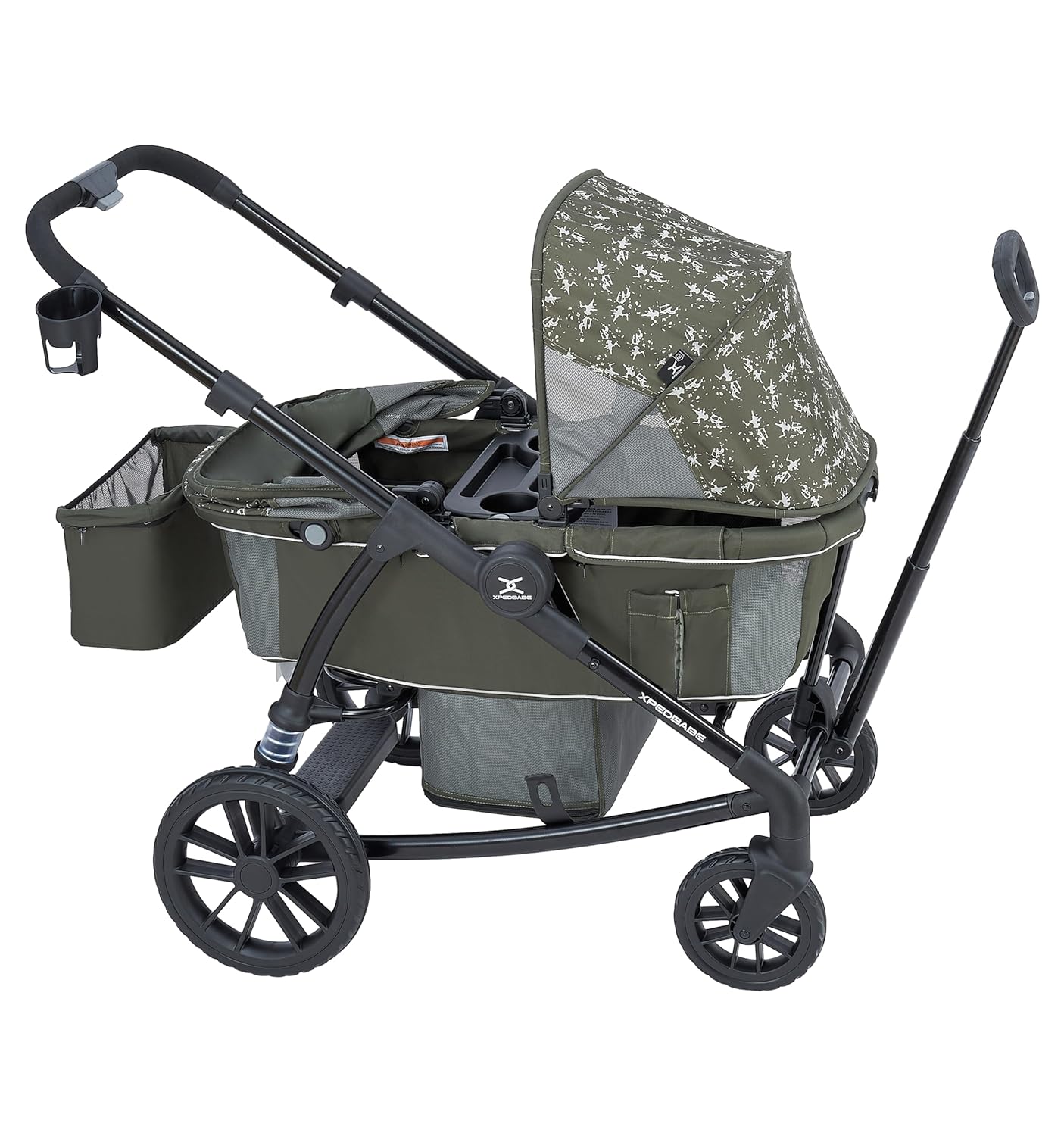 Xped Babe All-Terrain Wagon Stroller for Two Kids, Double Stroller with Push or Pull Handle, Canopy, Storage Basket, Dinner Plate, Oversized Damping Wheels, Mosquito Net and Rain Cover（Green） - Xped Babe All-Terrain Wagon Stroller Review