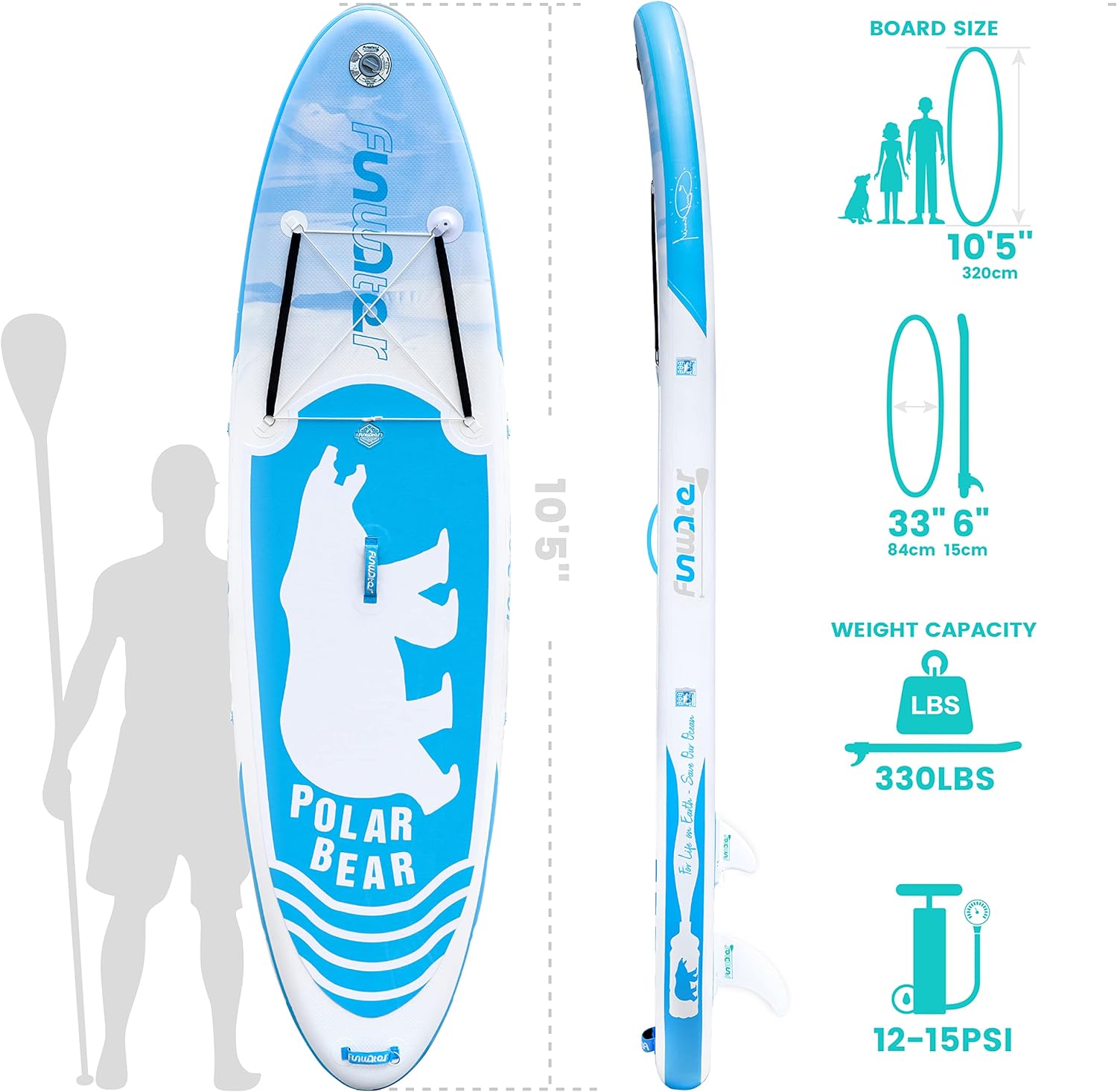 FunWater Inflatable Paddle Boards Stand Up Paddleboard Wide Stable with Premium SUP Paddle Board Accessories Non-Slip Deck Ultra-Light ISUP for Adult  Youth - FunWater Inflatable Paddle Board Review