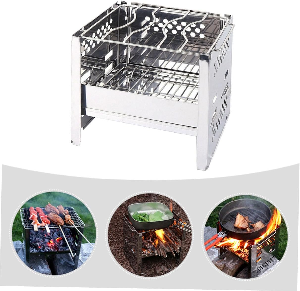 INOOMP 1 Set Heating Stove Grill Outdoor Bbq Tool Electric Indoor Grill Bbq Stove Mini Charcoal Grill Bbq Grill Portable Electric Flat Top Griddle Gas Grill Stainless Steel Fold Barbecue - INOOMP 1 Set Heating Stove Grill Review