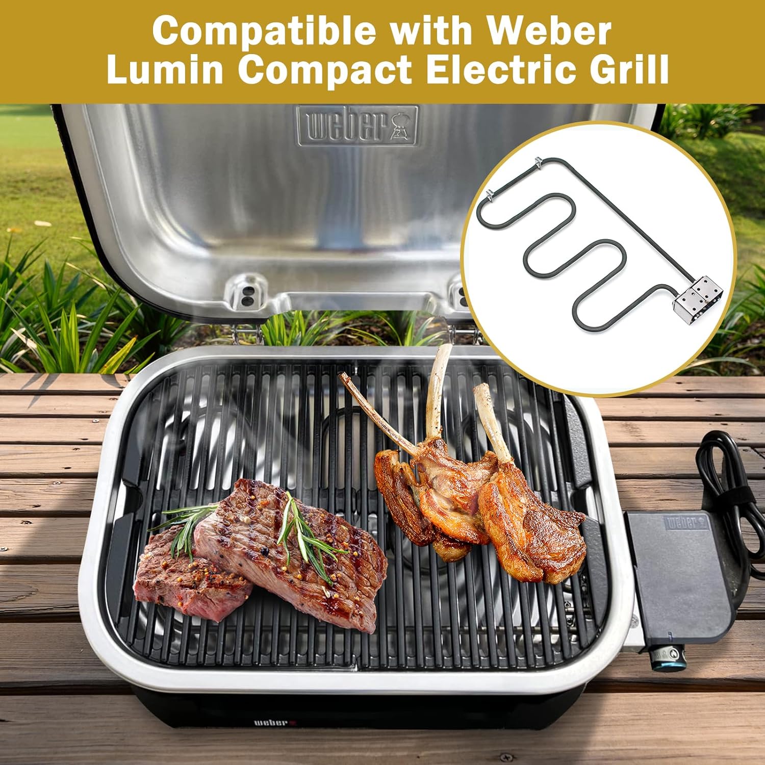 BMMXBI Grill Heating Element Compatible with Weber Lumin Compact Outdoor Electric Barbecue Grill, BBQ Weber Lumin Compact Grill Heating Element Parts - BMMXBI Grill Heating Element Review