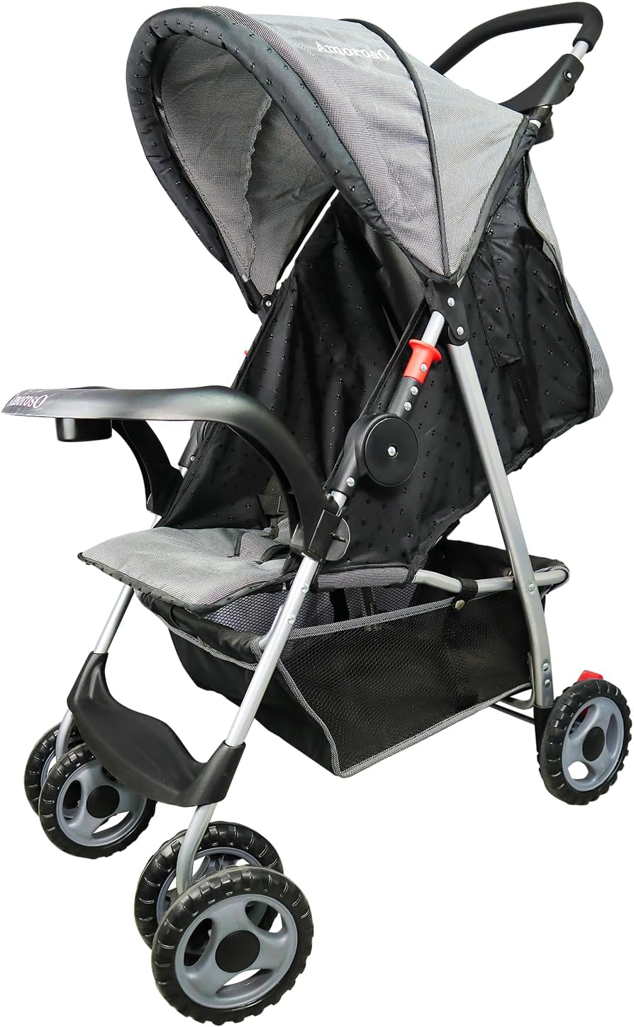 AmorosO Single Stroller - Baby Stroller with Four Wheels - Lightweight Baby Pink Stroller - Convertible Stroller with Extra Storage Space - Foldable Stroller with Sun Protection Hood Cover - AmorosO Single Stroller Review