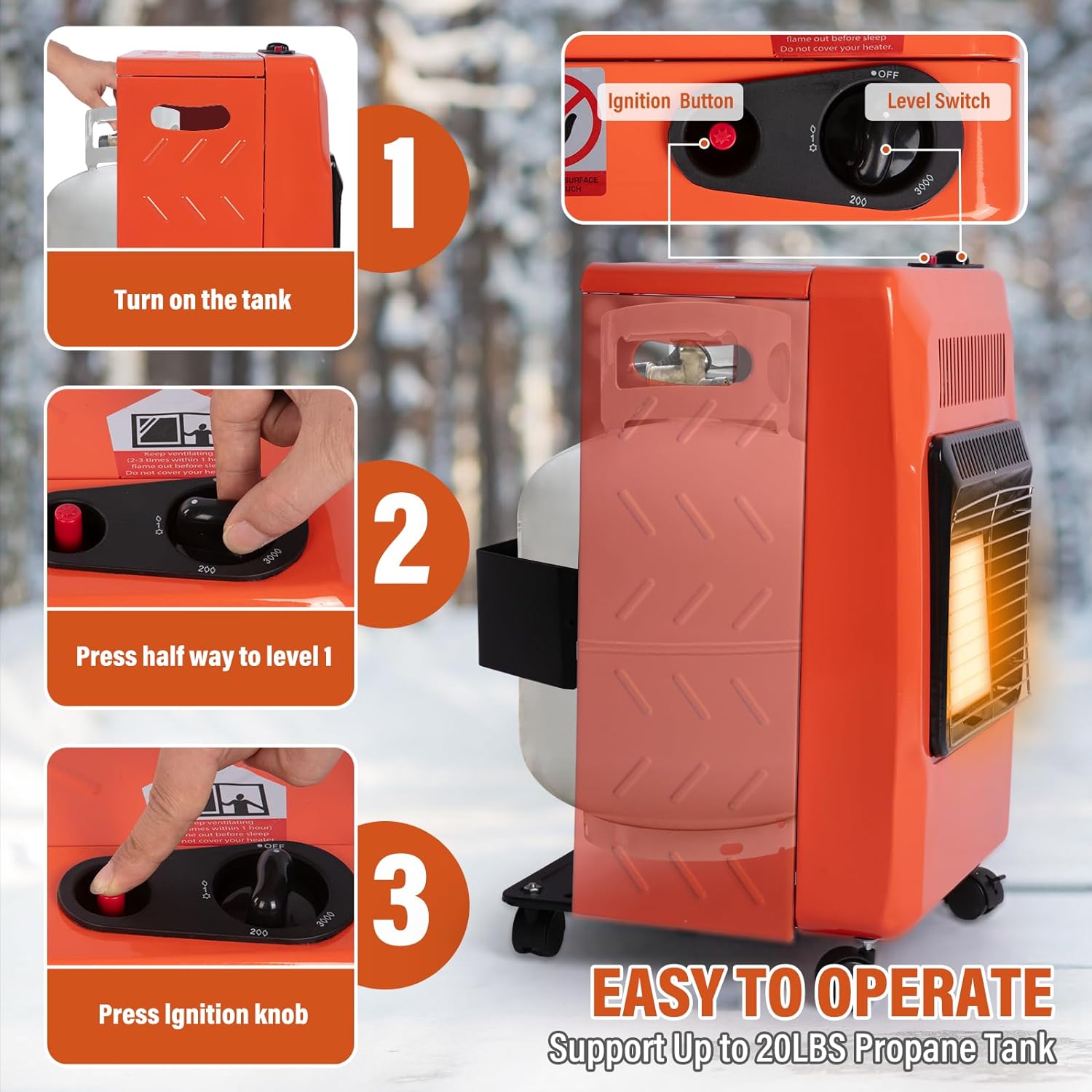 WELLUCK Propane Heater | Portable Patio Heater for Outdoor | LP Cabinet Gas Heater for Camping, Garages, Workshops  Construction Sites |18,000 BTU Warm Area up to 450 sq. ft, 3 Power Settings - WELLUCK Propane Heater Review