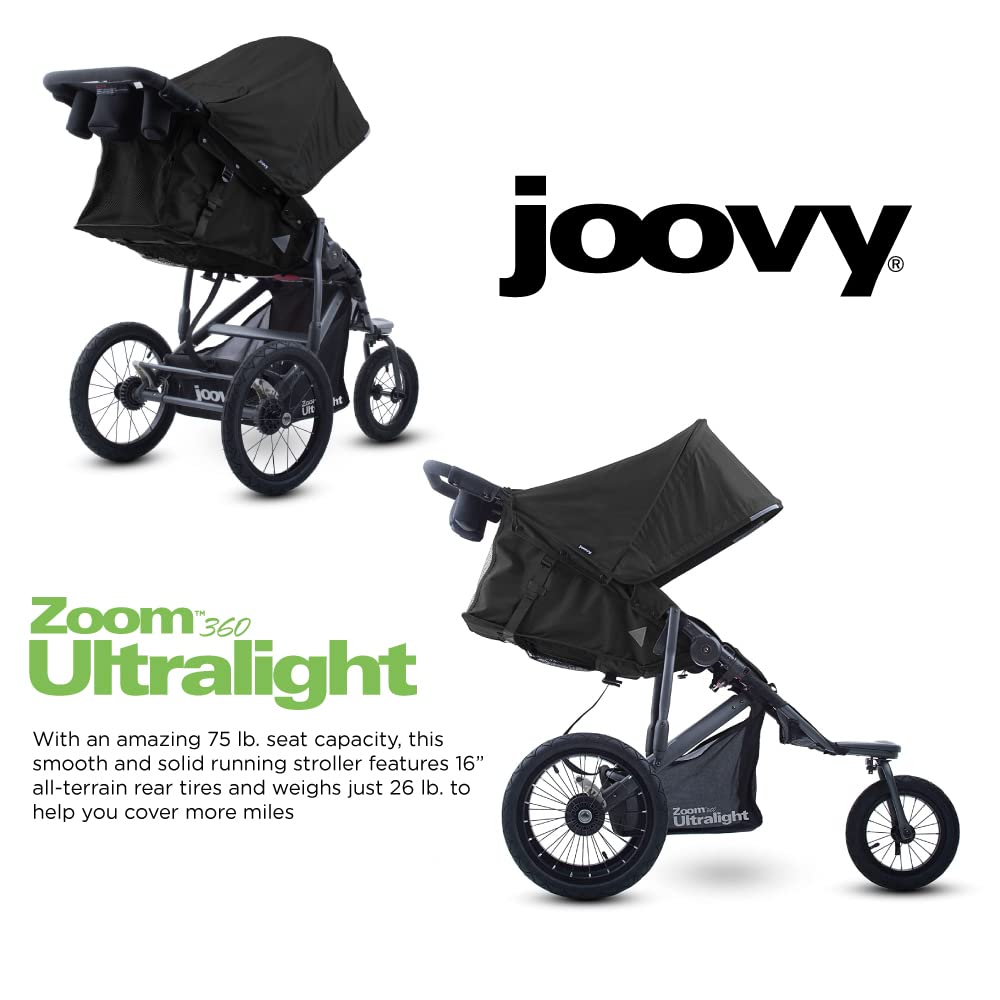 Joovy Zoom360 Ultralight Jogging Stroller Featuring High Child Seat, Shock-Absorbing Suspension, Extra-Large Air-Filled Tires, Parent Organizer, Air Pump, and Easy One-Hand Fold (Black) - Joovy Zoom360 Ultralight Jogging Stroller Review