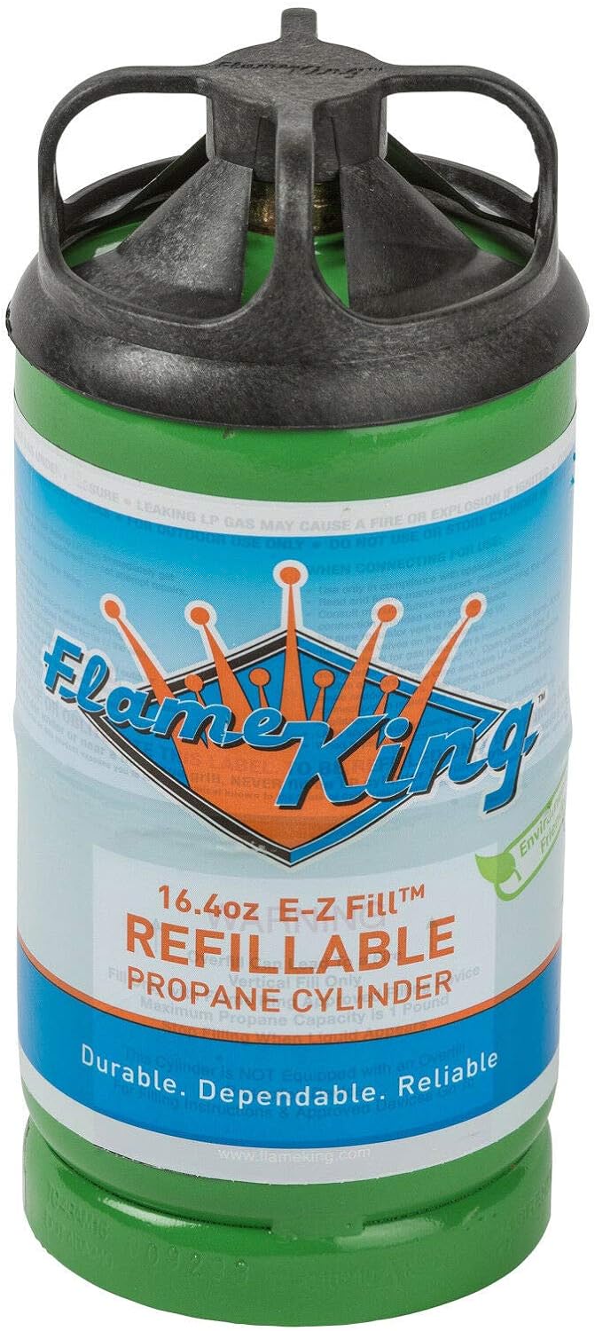 Flame King Refillable 1LB Empty Propane Cylinder Tank - Reusable - Safe and Legal Refill Option - DOT Compliant-16.4 oz (2-Pack), green (YSN164-2) - Flame King Propane Cylinder Tank Review