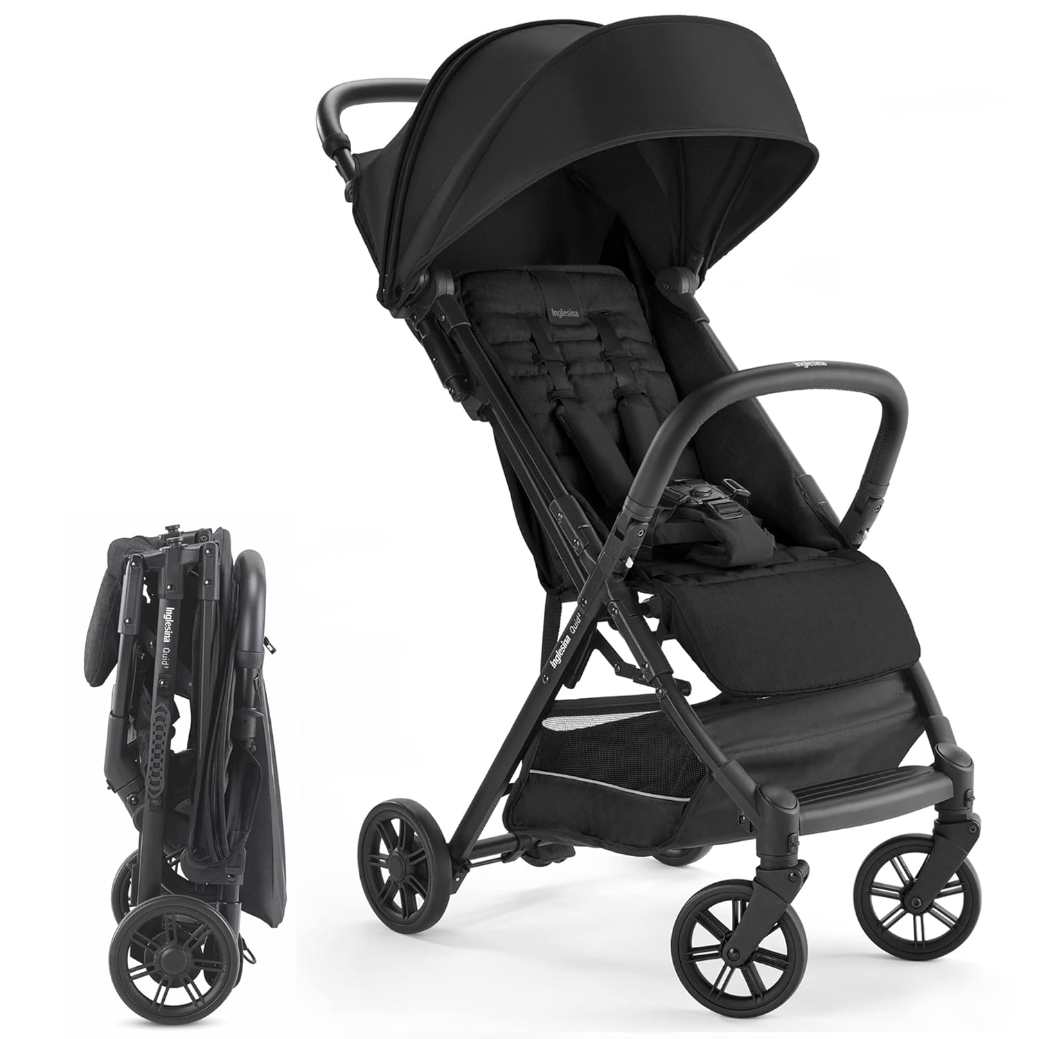 Inglesina Quid Baby Stroller - Lightweight at 13 lbs, Travel-Friendly, Ultra-Compact  Folding - Fits in Airplane Cabin  Overhead - for Toddlers from 3 Months to 50 lbs - Large Canopy, Onyx Black - Inglesina Quid Baby Stroller Review