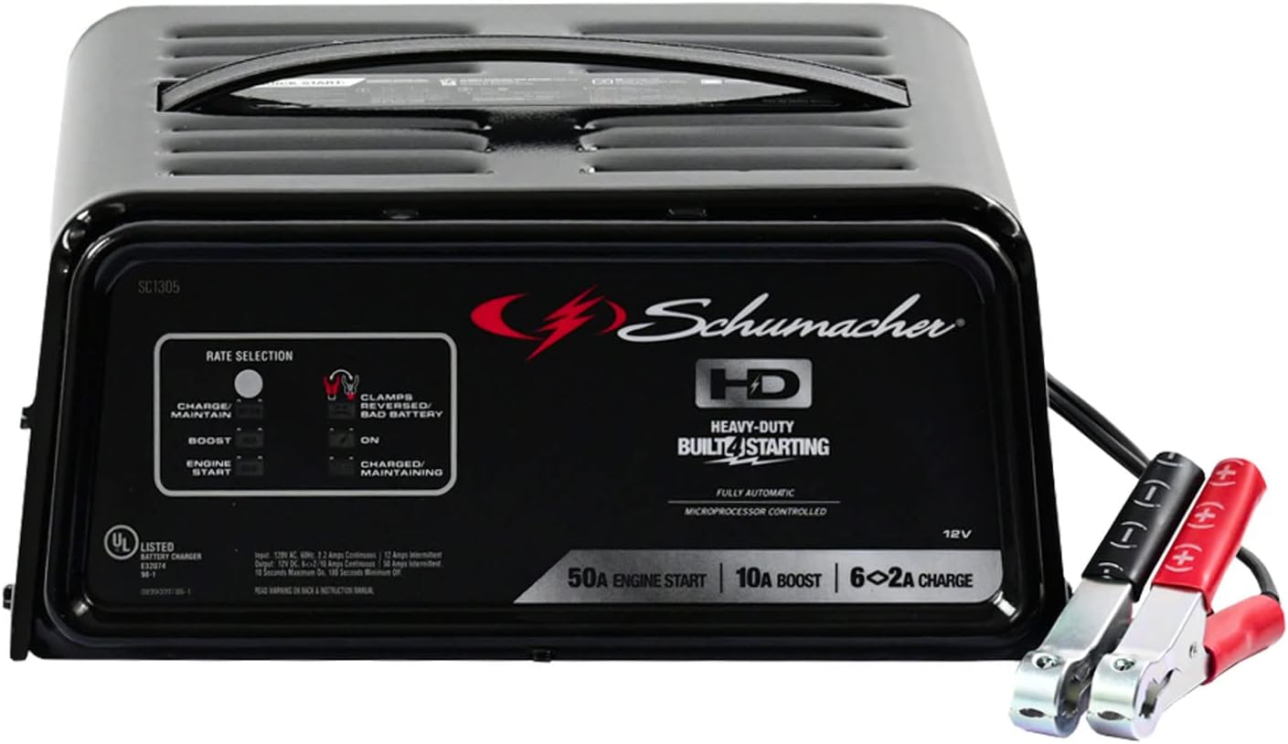 Schumacher SC1305 Battery Charger, Engine Starter, Boost Maintainer, and Auto Desulfator - 50 Amp/10 Amp, 12V - For Cars, Trucks, SUVs, and RVs - Schumacher SC1305 Review