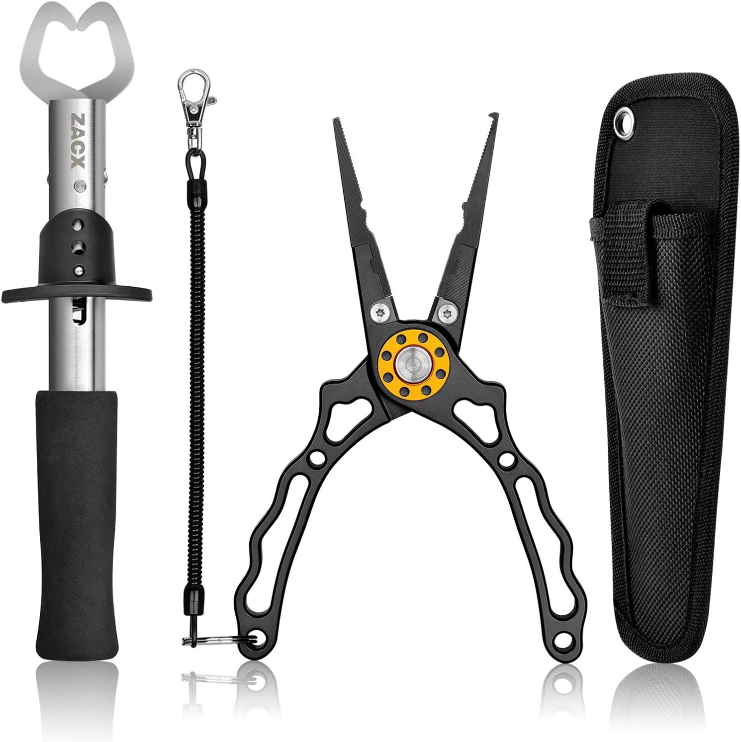 ZACX Fish Lip Gripper Pliers - Upgraded Muti-Function Hook Remover and Split Ring Pliers for Fly Fishing, Ice Fishing, Fishing Gear - Gift for Men (Package B) - ZACX Fish Lip Gripper Pliers Review