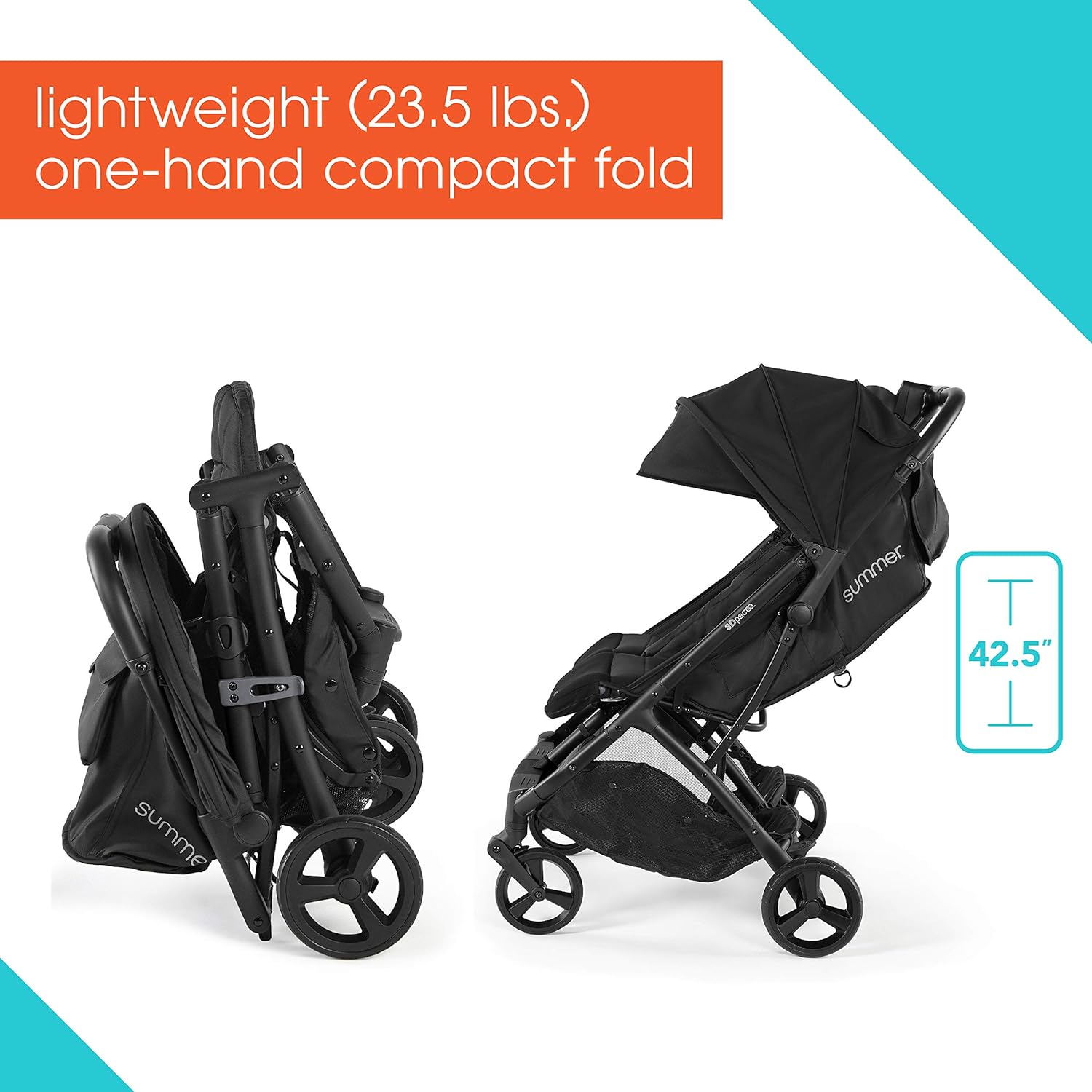 Summer Infant 3Dpac CS+ Double Stroller, Black – Car Seat Compatible Lightweight Baby Stroller with Convenient One-Hand Fold, Reclining Seats, Two Extra-Large Canopies  Parent Friendly Features - Summer Infant 3Dpac CS+ Double Stroller Review