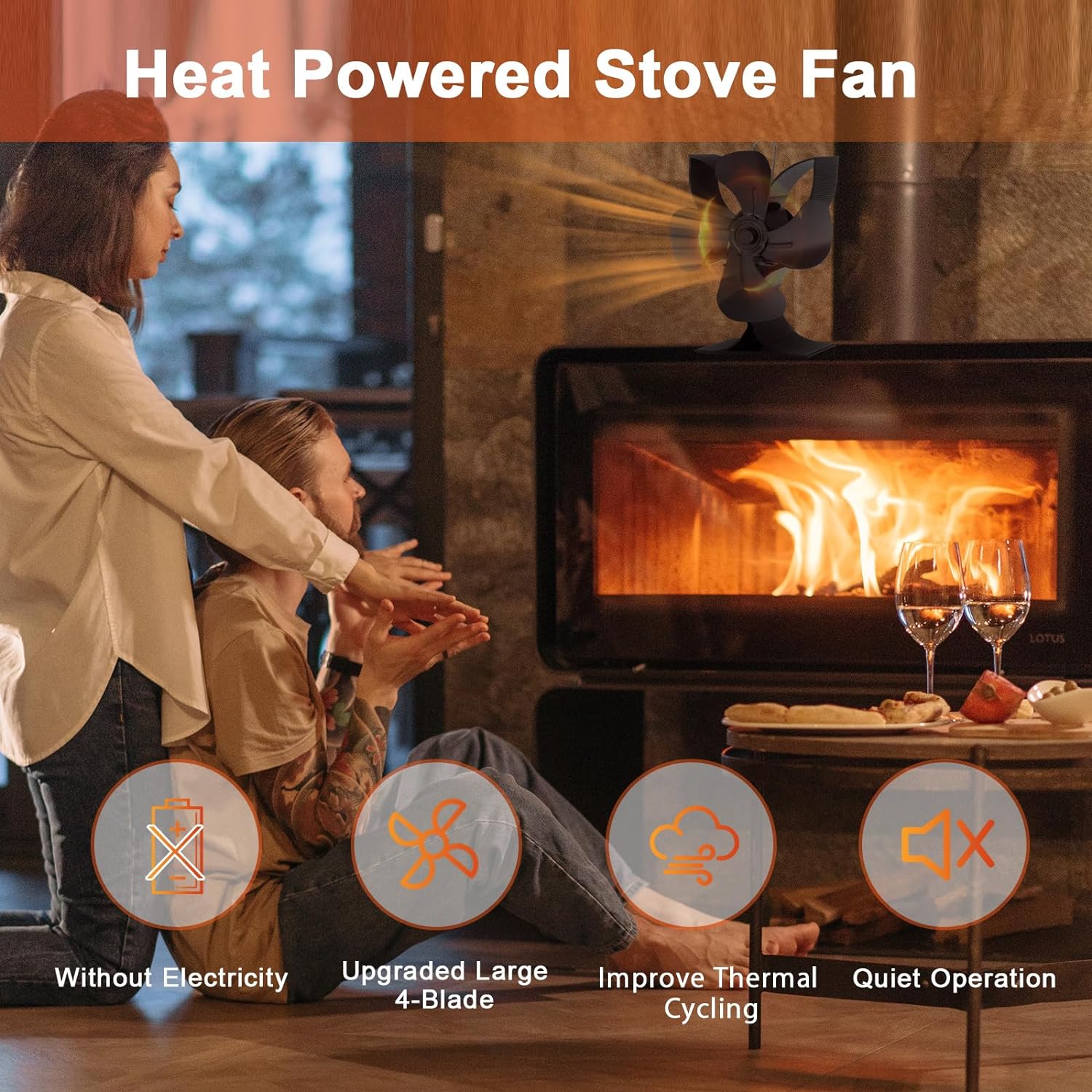 Miaton Heat Powered Wood Stove Fan and Mr Buddy Heater Fan for Little Buddy and Big Buddy (Included Bracket  Thermometer), Non Electric Fireplace Fan Eco fan Thermal Fan Thermoelectric Fan - Miaton Heat Powered Wood Stove Fan Review