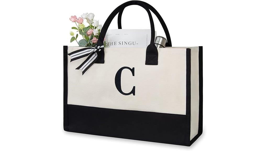 custom initial canvas tote