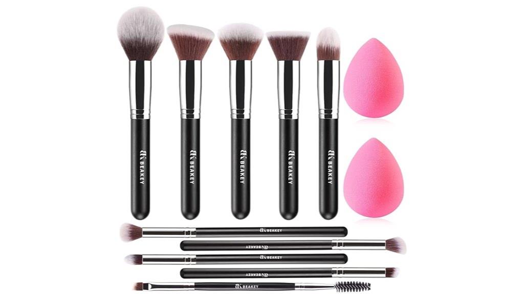 makeup brushes and case