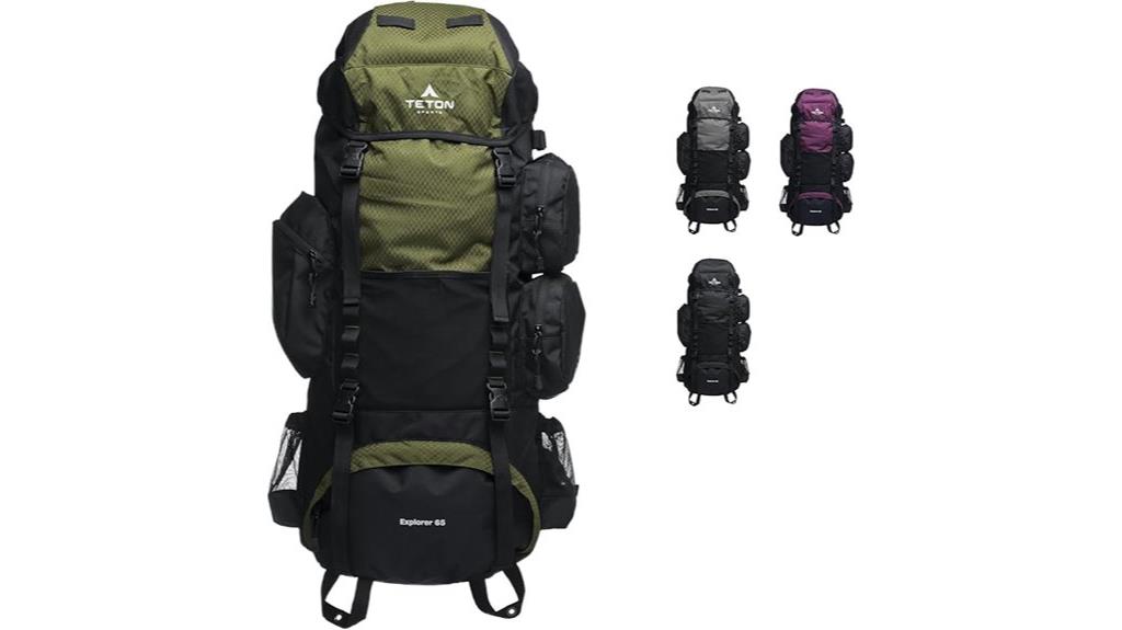 spacious internal frame backpack