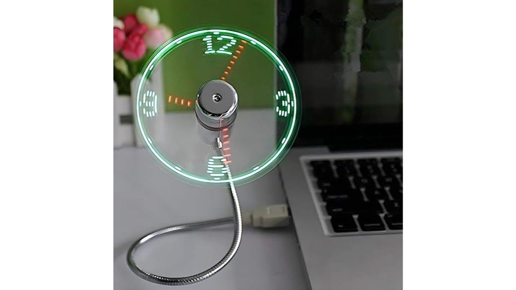 usb powered led clock fan