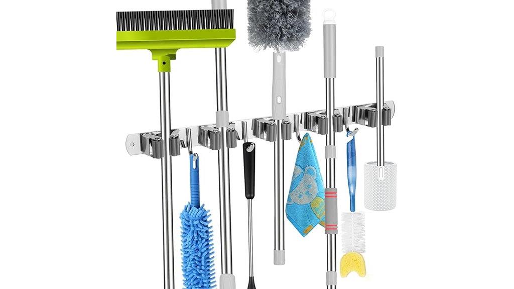 wall mounted cleaning tool organizer